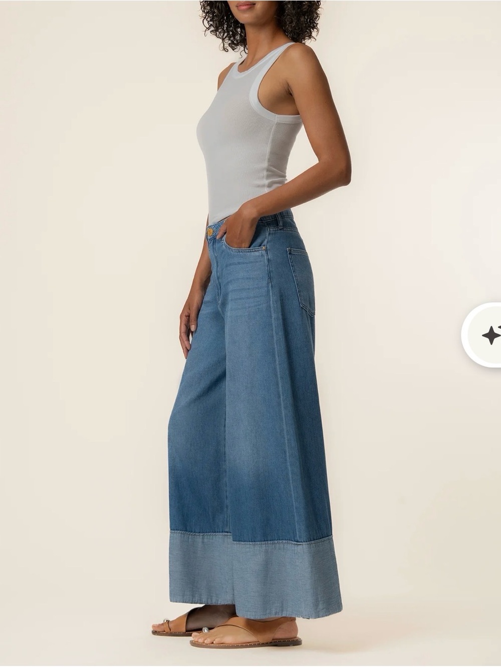 KUT FROM THE KLOTH Blake High Rise Crop Wide Leg in Medium Wash with Hem Detail - Picture 8 of 14